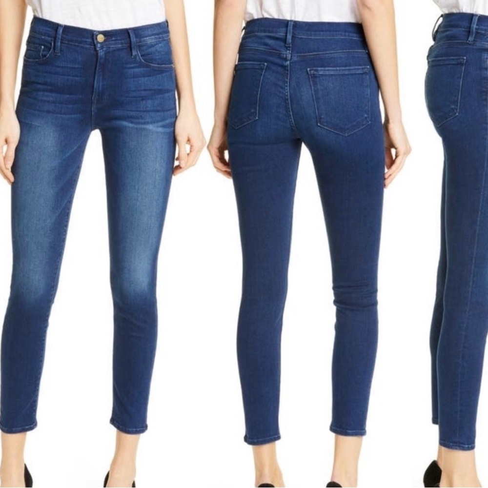 Frame Le Skinny De Jeanne Crop size 27 denim mid rise Women's Blue Jeans